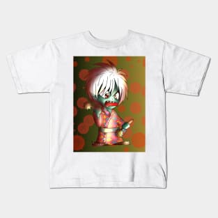 evil dark elf fighter in a red kimono with num-chuks Kids T-Shirt